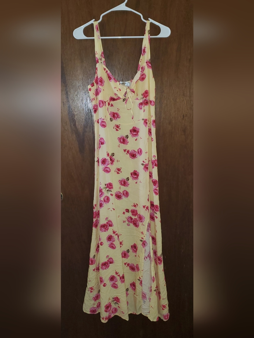 Madden Girl Yellow Slip Dress with Pink Floral Print Sz Xl